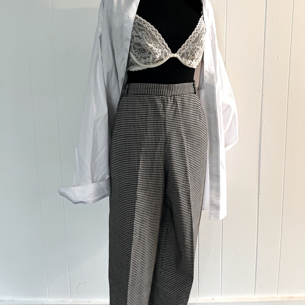 Houndstooth High-Waisted Dress Pants